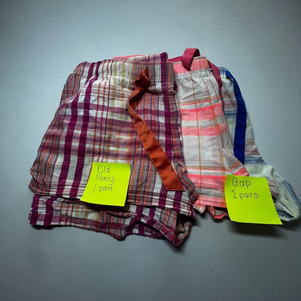 Lot 3 Womens Pajama Shorts Old Navy Gap Plaid Sleep Lounge Shorts Size L Large
